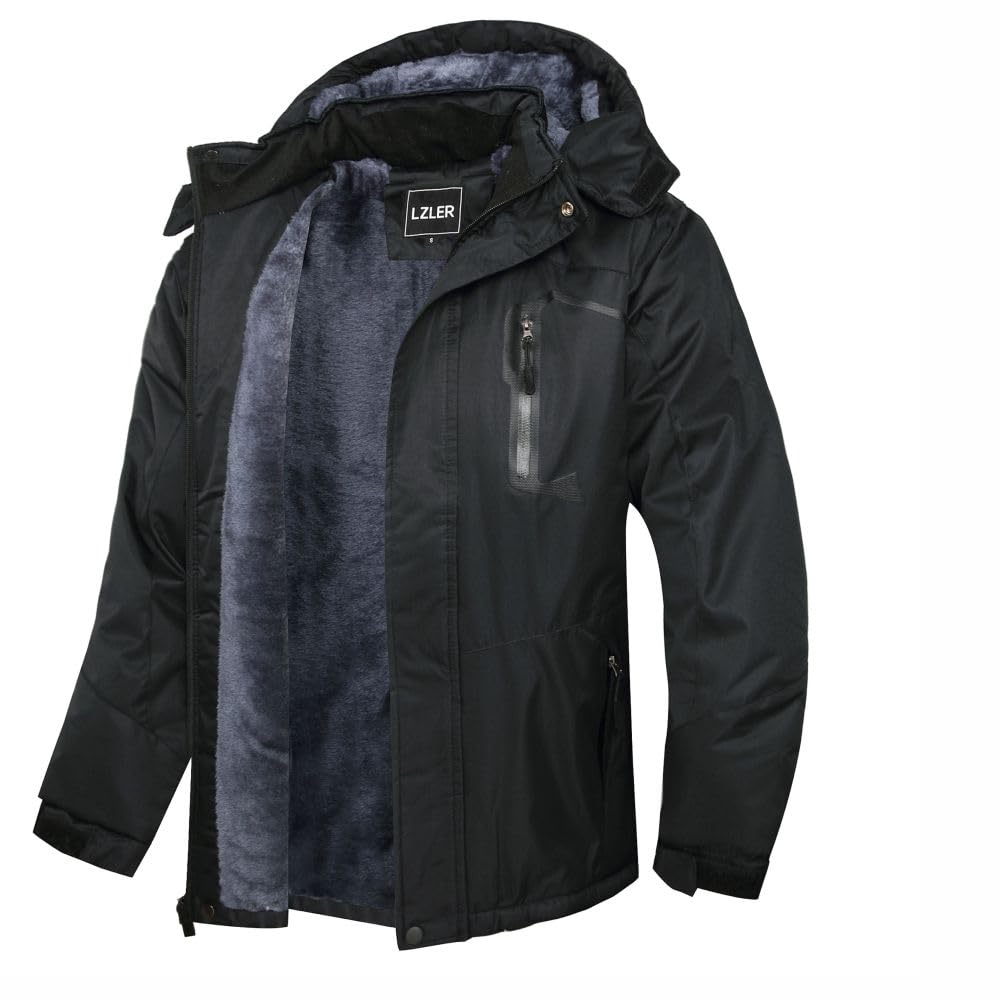 LZLER Winterjacke Herren Skijacke Wasserdicht Windbreaker Kapuze