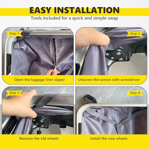 Image of Luggage Wheels Replacement Wheel for Luggage Suitcase Repair 360 Rotating Suitcase Replacement Wheels with 4 Mounting Holes