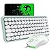Price comparison product image Wireless Keyboard and Mouse Set, Compact 84 Keys Cute Bluetooth Keyboard, Retro Round Keycaps, Matte Texture + Rainbow LED Backlit Wired Mouse + Mouse Pad, Compatible with iPad, PC, Laptop - Green