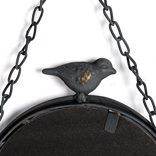 Nikky Home Shabby Chic Small Wall Mirrors Decor Decorative Metal Framed Hanging Round Mirror Vintage Rustic With Sparrow For Bathroom Living Room Office, Antiqued Black #TOP7