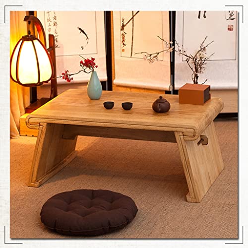 Table basse tatami pliable 60x40x30cm rétro en bois pour méditation