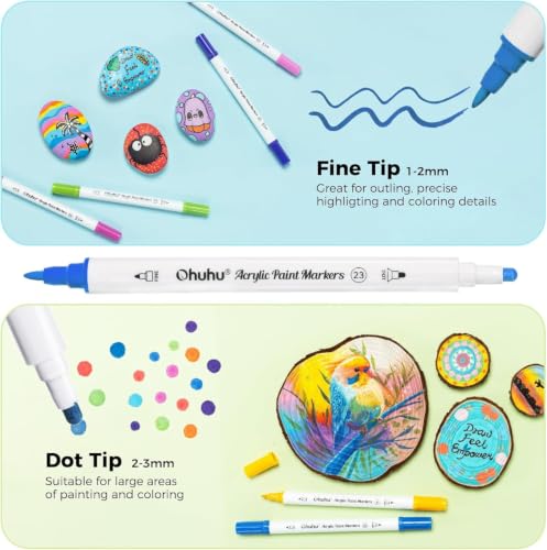 Image of Ohuhu Acrylic Paint Markers 120 Colors Fine & Dot Acrylic Markers - Akaka