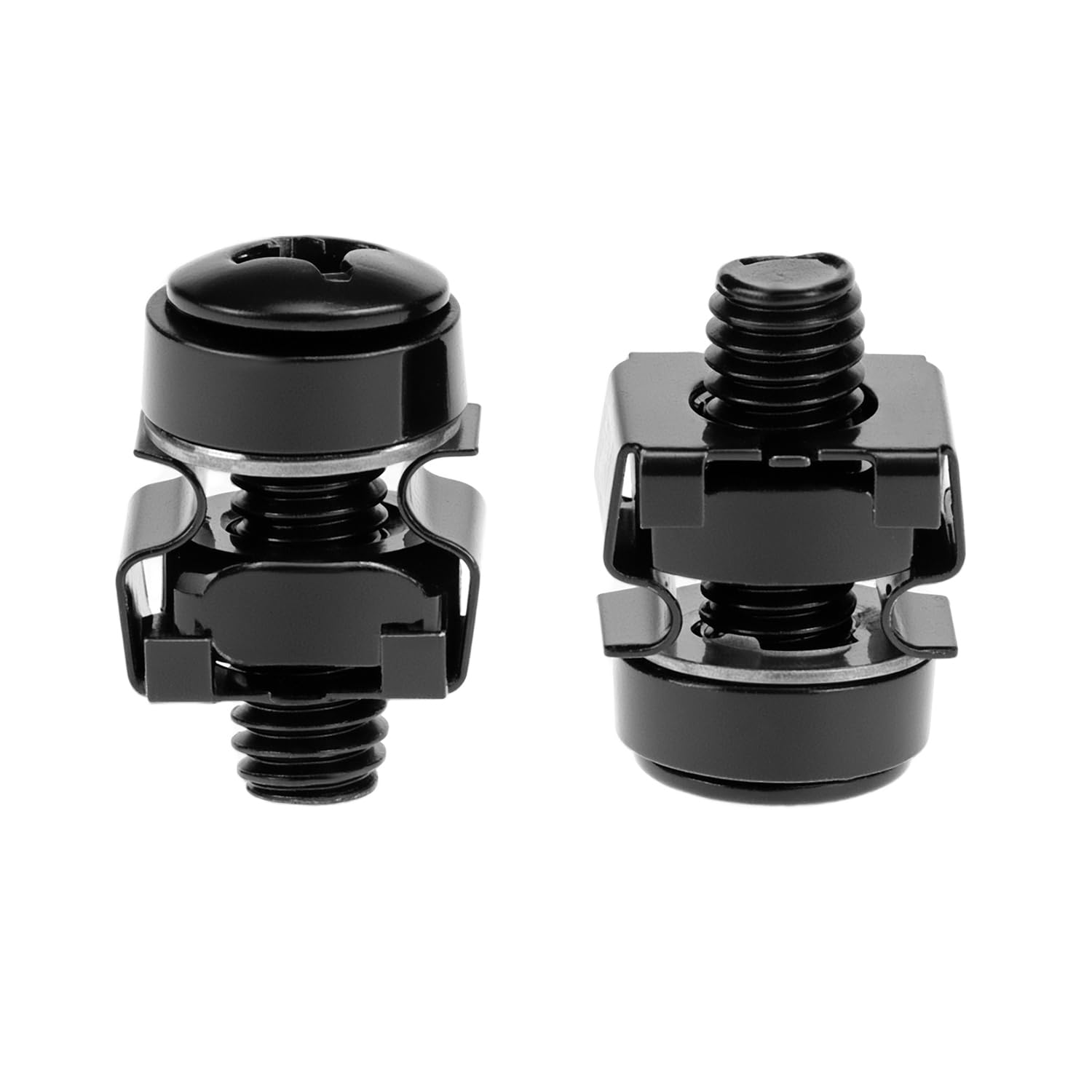 QWORK® Set di 20 viti a dado M6 per armadi di rete, compatibile con rack da 19/10 pollici - acciaio, nero