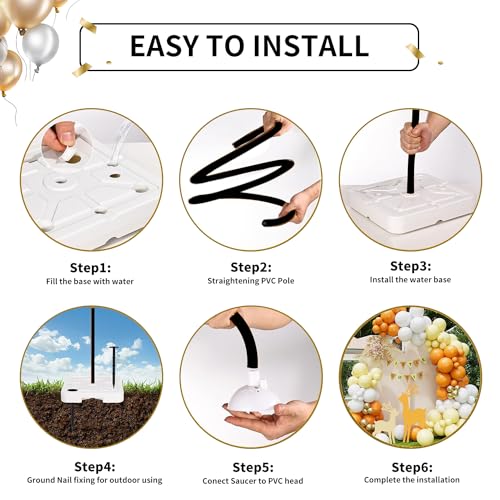 Balloon Arch Kit 8.2ft & 5ft - Adjustable and Free Bending Shape with Reinforced Water-Fill Base, Half Balloon Arch Frame for Baby Shower, Wedding, Birthday Party Decorations and Backdrop (Black) - Image 6