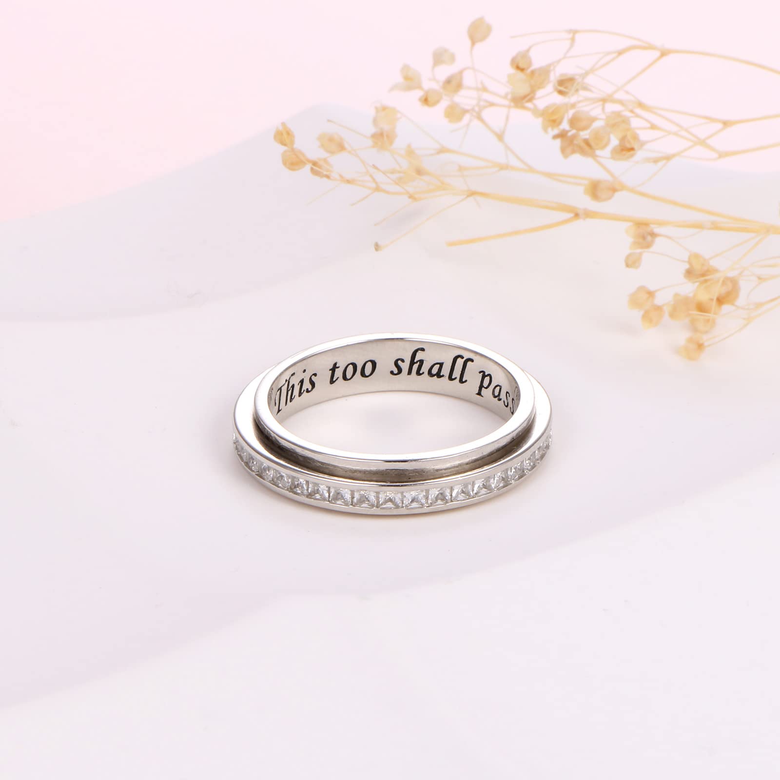 Anillos giratorios de plata de ley S925 para ansiedad y aliviar el aburrimiento, TDAH, autismo, para mujeres y adolescentes