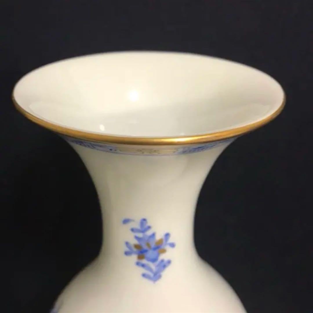 ヘレンド インドの華 ブルー 花瓶 フラワーベース   特大 34cm レア ヘレンド インドの華 ブルー 花瓶 フラワーベース 特大 34cm レア