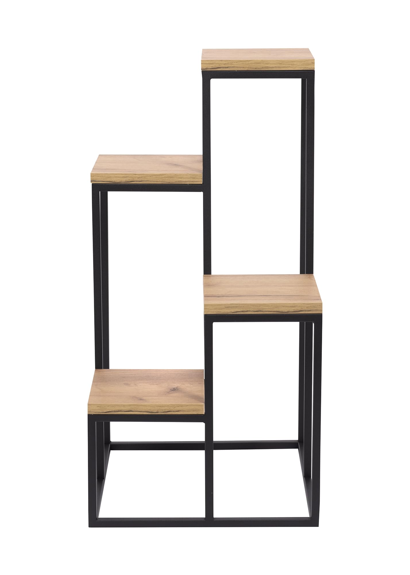 Stojak na rośliny Piccolo Slim - Kwietnik 4 poziomy - 34x34x67cm - kolor Czarny - do kwiatów w pomieszczeniach - metalowa półka - stolik dekoracyjny - stojak na kwiaty - do rogu pokoju