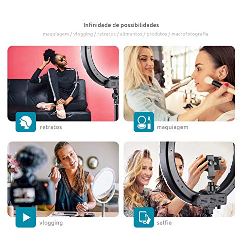 Iluminador LED Ring Light Antorium RL-14 35w com tripé 2 metros