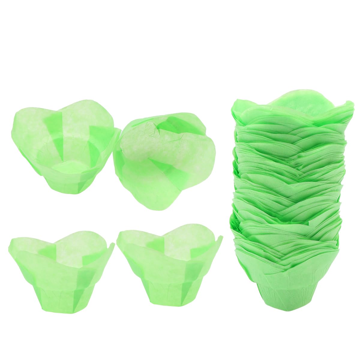 Angoily 100pcs Lotus Shape Cupcake Wrappers Muffin Liners for Baking for Parties and Events