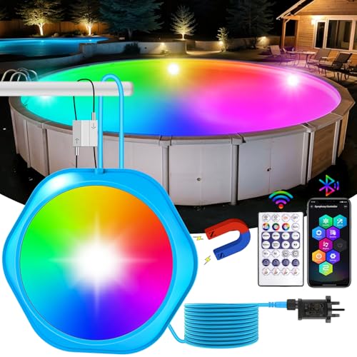 Underwater Pool Light, NATPOW Submersible LED Lights with App Control, Magnetic Hot Tub Lights with...