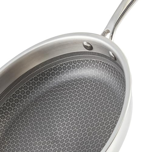 Image of Triply Stainless Steel Fry Pan 22 cm Honeycomb Non-Stick | Frying Pan 2.5 mm Thick Heavy Bottom | Induction, Gas, Electric & Ceramic Compatible Rust Free, Metal Spoon Safe