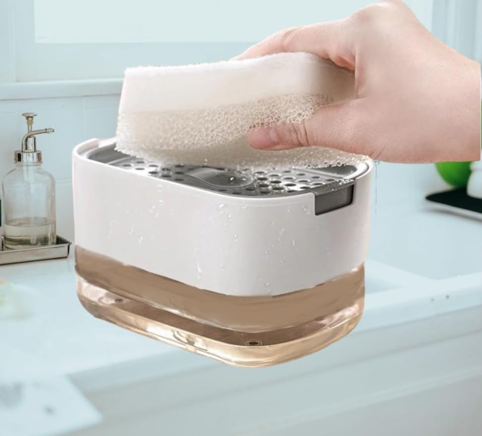 Moxstar 2 in 1 Soap Dispenser for Kitchen with Sponge Holder 400 ml, Hollow Design, Durable & Smooth Body Sink Dish Washing Soap Dispenser Set Sponge Holder Kitchen Sink Accessories Items (MULTICOLOR) (B0D9W6P7R9) Amazon Price History, Amazon Price Tracker