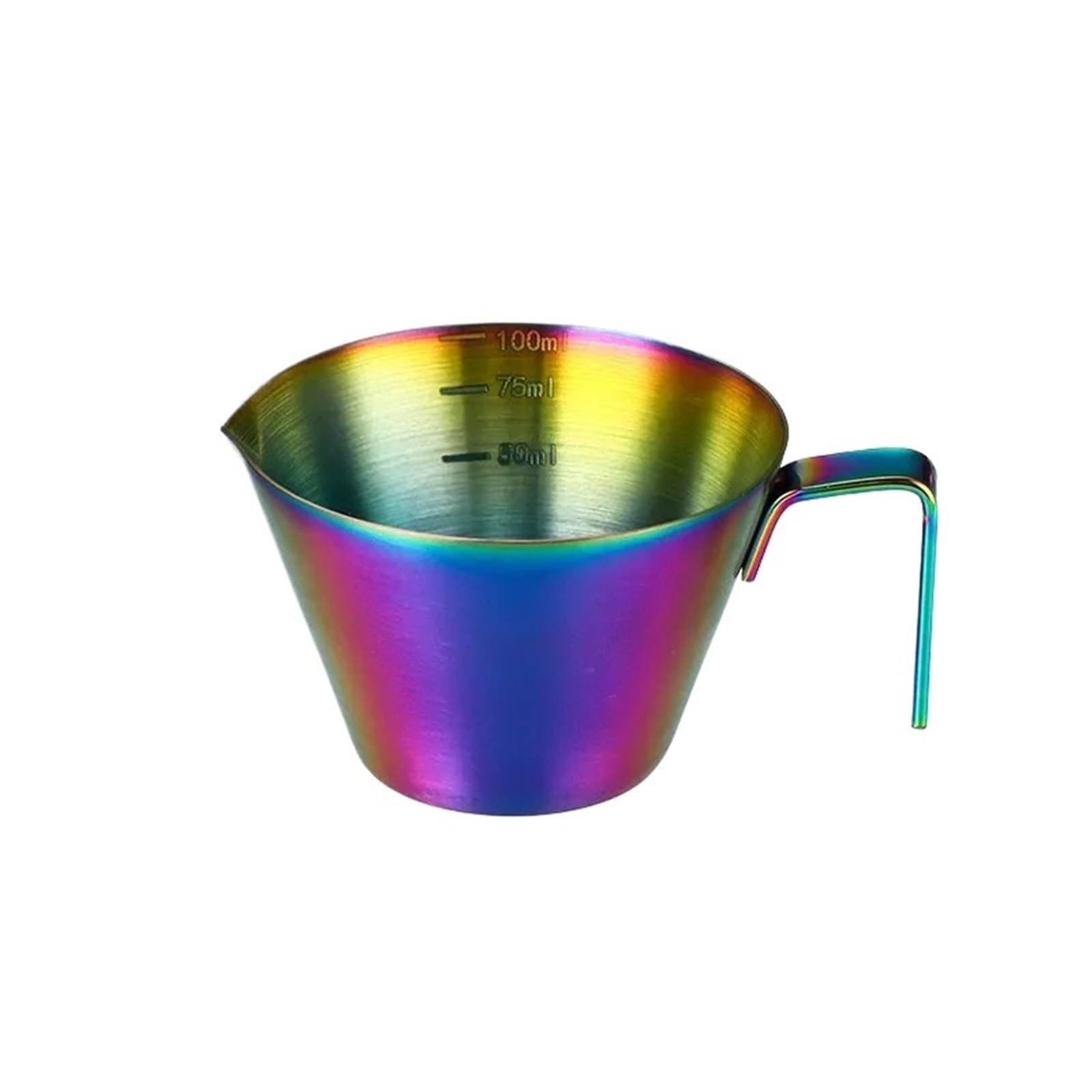Taza medidora de café expreso acero inoxidable, 2 uds., 100ml, con mango, boquilla for espumar leche, herramienta Barista for Cocina Para café(Colorful)