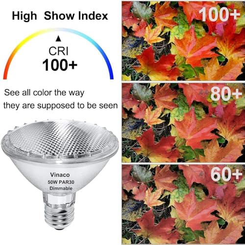 Image of Vinaco PAR30 Short Neck Halogen Flood Light Bulb 50W 120V 3000k Warm White