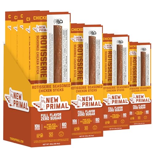 New Primal Rotisserie Chicken Sticks, Zero Sugar High Protein Snack,
