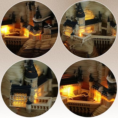 Calendario de escritorio 2026 de castillo 3D con luces LED para decoración 7
