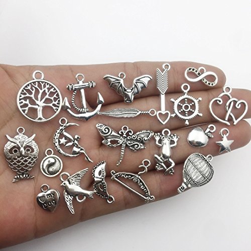 100G (About 100Pcs) Craft Supplies Small Antique Silver Charms Pendants For Crafting, Jewelry Findings Making Accessory For Diy Necklace Bracelet (M097) #TOP3