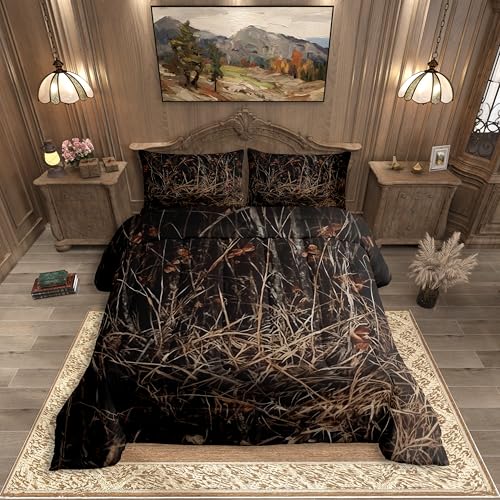 Erosebridal Rustic Beddding Sets Camo Country Comforter Set,Woodland Farmhouse Camouflage Down Comforter King Size,Western Hunting Lodge Forest Duvet Insert for Adults Men Women Bedroom Decor