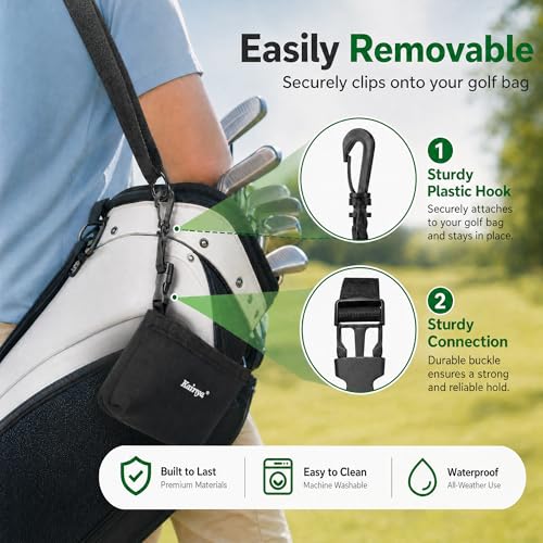 Kairsya Golf Club & Ball Cleaner Bag, 100% Leak-Proof Portable Golf Washer Pouch, Detachable Clip, Scratch-Free Microfiber Brush, Club Cleaning Kit & Groove Cleaner, Golf Gifts & Gear for Men Women - image 5