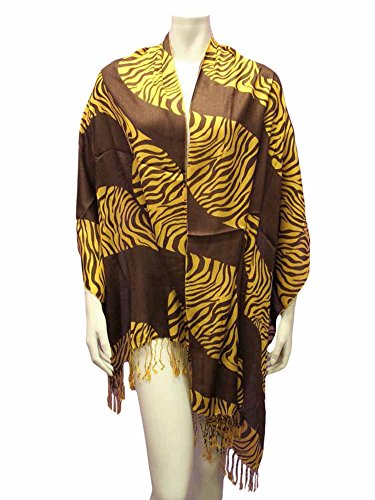 Luxury Divas Animal Print Scarf Wrap With Fringe2