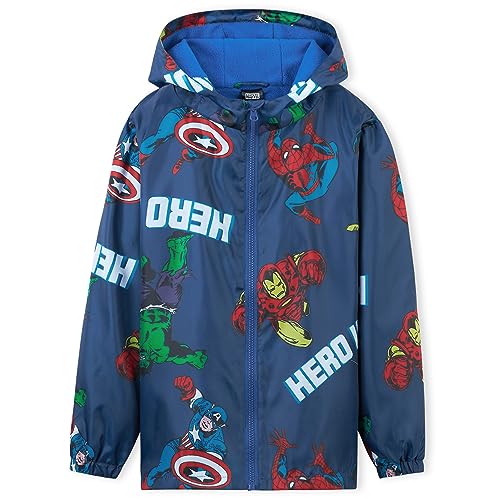 Marvel Boys Waterproof Jacket Avengers Spiderman Hooded Jacket Fleece Lining Raincoat for Boys Teenagers 4-14 Years - Main Image
