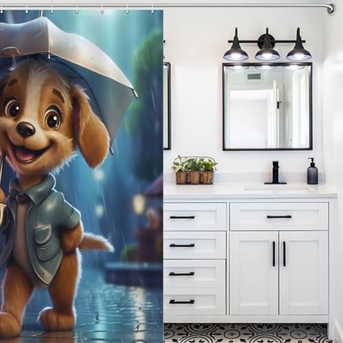 Rideau de douche chien lavable en machine tissu polyester imperméable 140x183