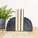 Boho Arched Semicircle Marble Bookends with Brass Detail, Set of 2, Black