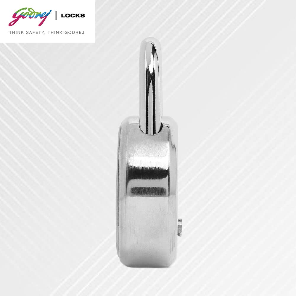 Godrej Ace Pro 7 levers Round Padlock with 3 Keys, Stainless Steel Body Lock for Main Door (Silver, Pack of1) — Amazon image 4