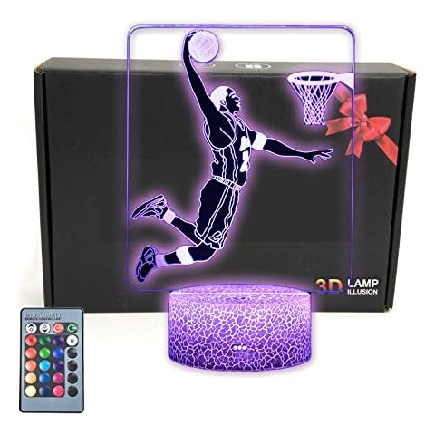 TriPro Basketball Player 3D Illusion LED Desk Lamp Night Light with 16 Colors Fans Decorations Cover