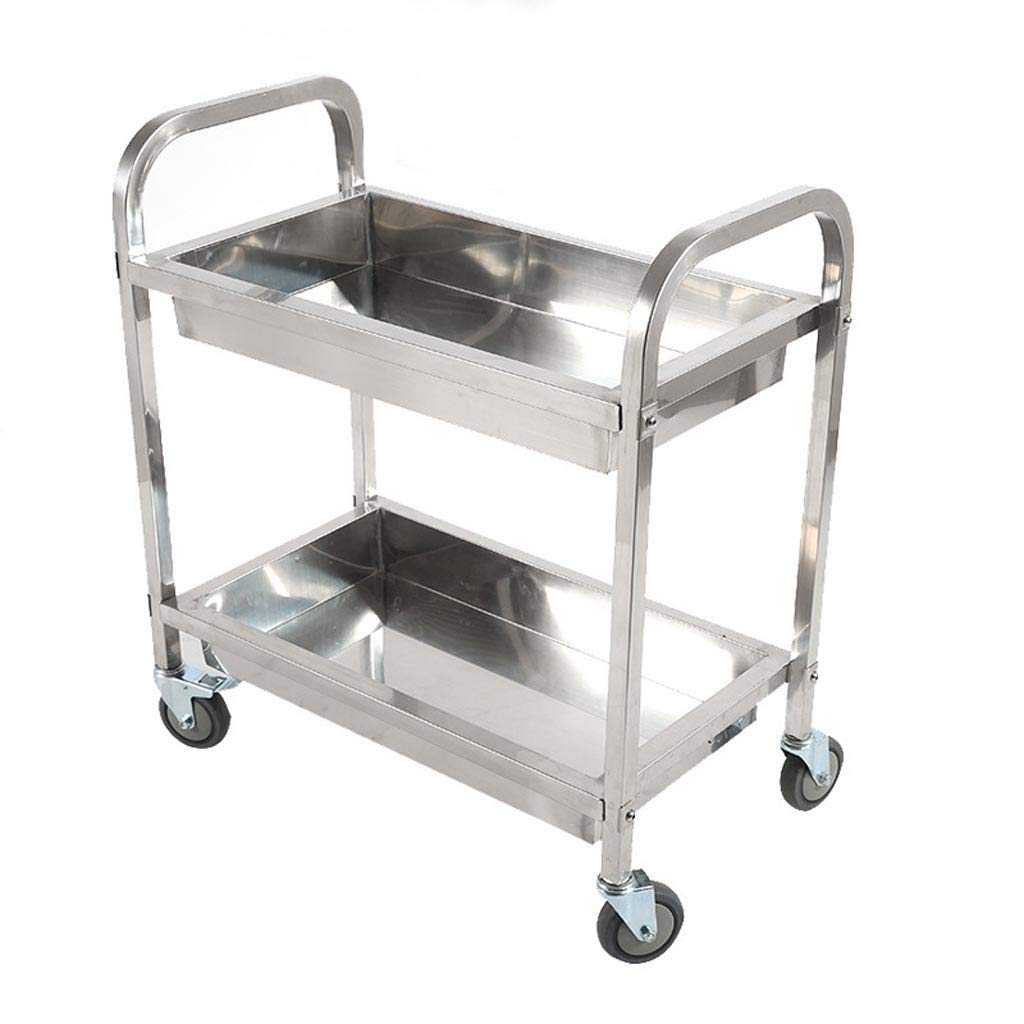 Carro de Almacenamiento de Acero Inoxidable de Doble Capa para Entrega, Carro ensamblable, Carro de Recogida de Hotel, Carro de Servicio de Vino