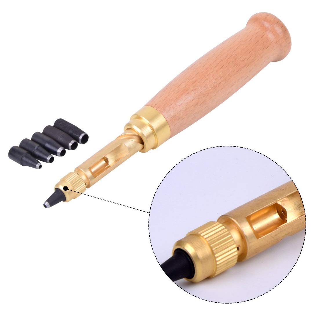 Perforatrice Automatica,Punzone Utensili in Pelle,6 Punte di Dimensioni,Strumento Pelle Punzoni Coltello per la Lavorazione del Cuoio o della Carta