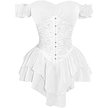 WDIRARA Womens Off Shoulder Layered Ruffle Corset Dress Gothic Bustier
