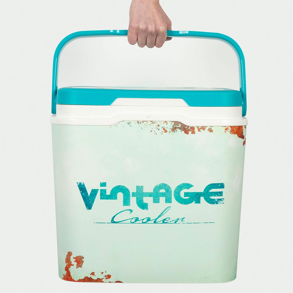 AKTIVE Nevera rígida de Playa 24L, Estilo Classic, plástico Resistente, Aislamiento de Poliuretano Superior, Mantiene el frío hasta 15h, Tapa con Cierre Seguro, Ligera y compacta (62394)