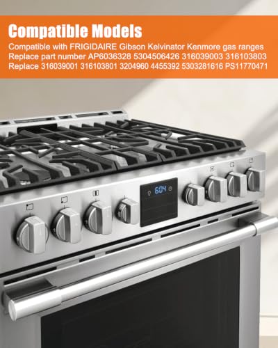 Image of 2 Pcs Gas Range Rear Burners AP6036328 Fit for Frigidaire Kenmore | Fit for Frigidaire Kenmore Gibson Kelvinator Tappan Gas Ranges, Replace 5304506426 316103803 316039003