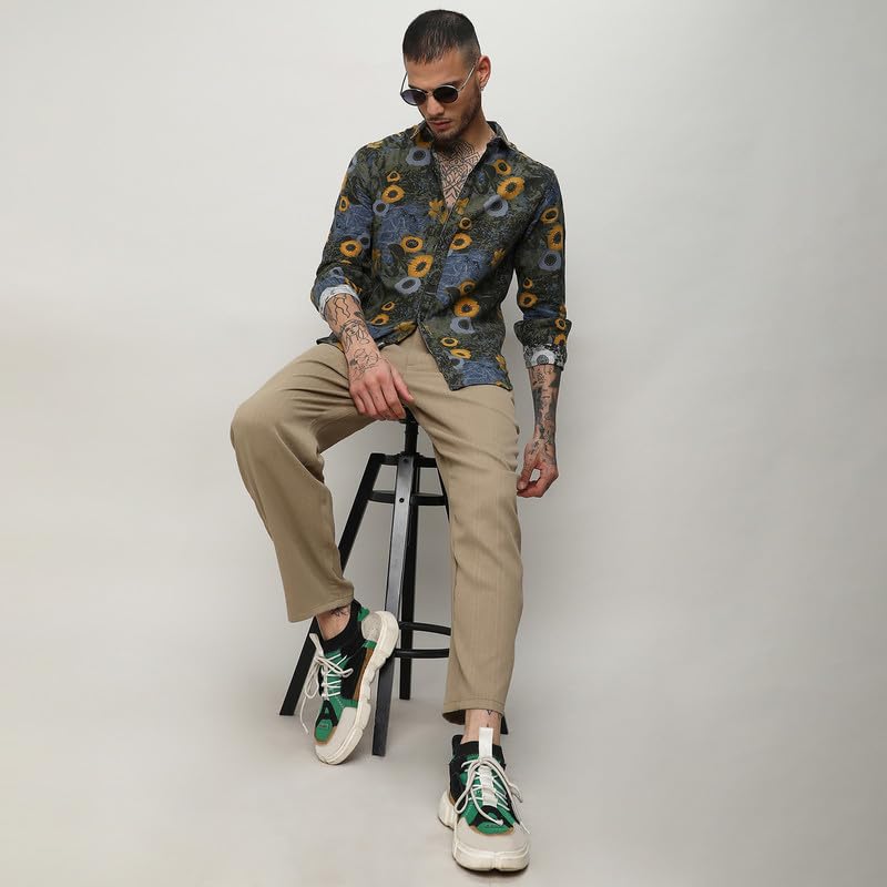 Image of CAHOOT Men's Shirt for Casual Wear |Regular Fit | Cotton Spread Collar Shirt Crafted with Regular Sleeve, Comfort Fit & High-Performance for Everyday Wear