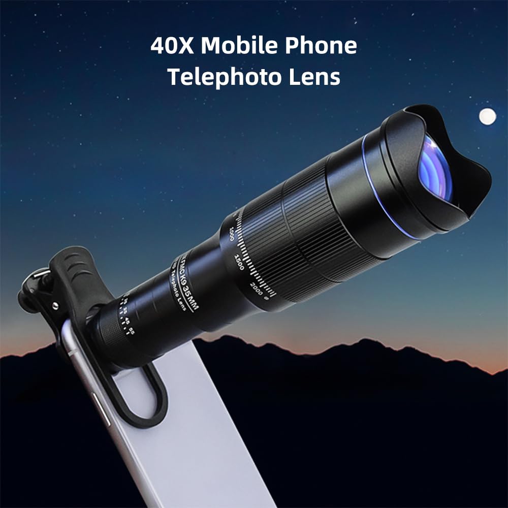 Hanzete 36X Telefoon Telelens Kit met Mini Statief Telefoon Clip Telefoon Houder Lens Tas Reinigingsdoek voor Wandelen Camping Wildlife Observatie Maan Sport Game Concert kijken