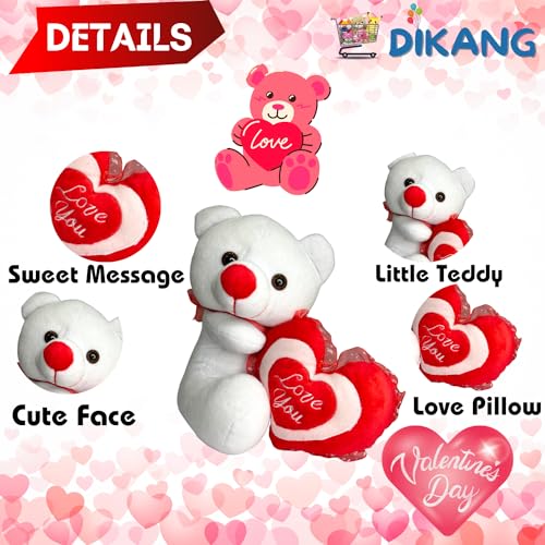 Image of DIKANG Premium Teddy Bear with Love for Valentine's Day Gift | Valentine Gift for Boyfriend /Girlfriend /Husband /Wife - 30cm (White)