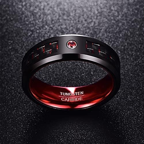 Phyonio Tungsten Ring Men 8mm Black Wedding Ring Band Engagement Ring