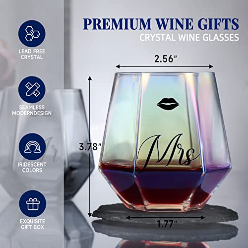 Roraem Wine Glasses Gifts For Mr And Mrs - Wedding Gifts For Bride And Groom - Gifts For Bridal Shower Newlywed Engagement And Anniversary - Couples Gifts For Husband & Wife #TOP1