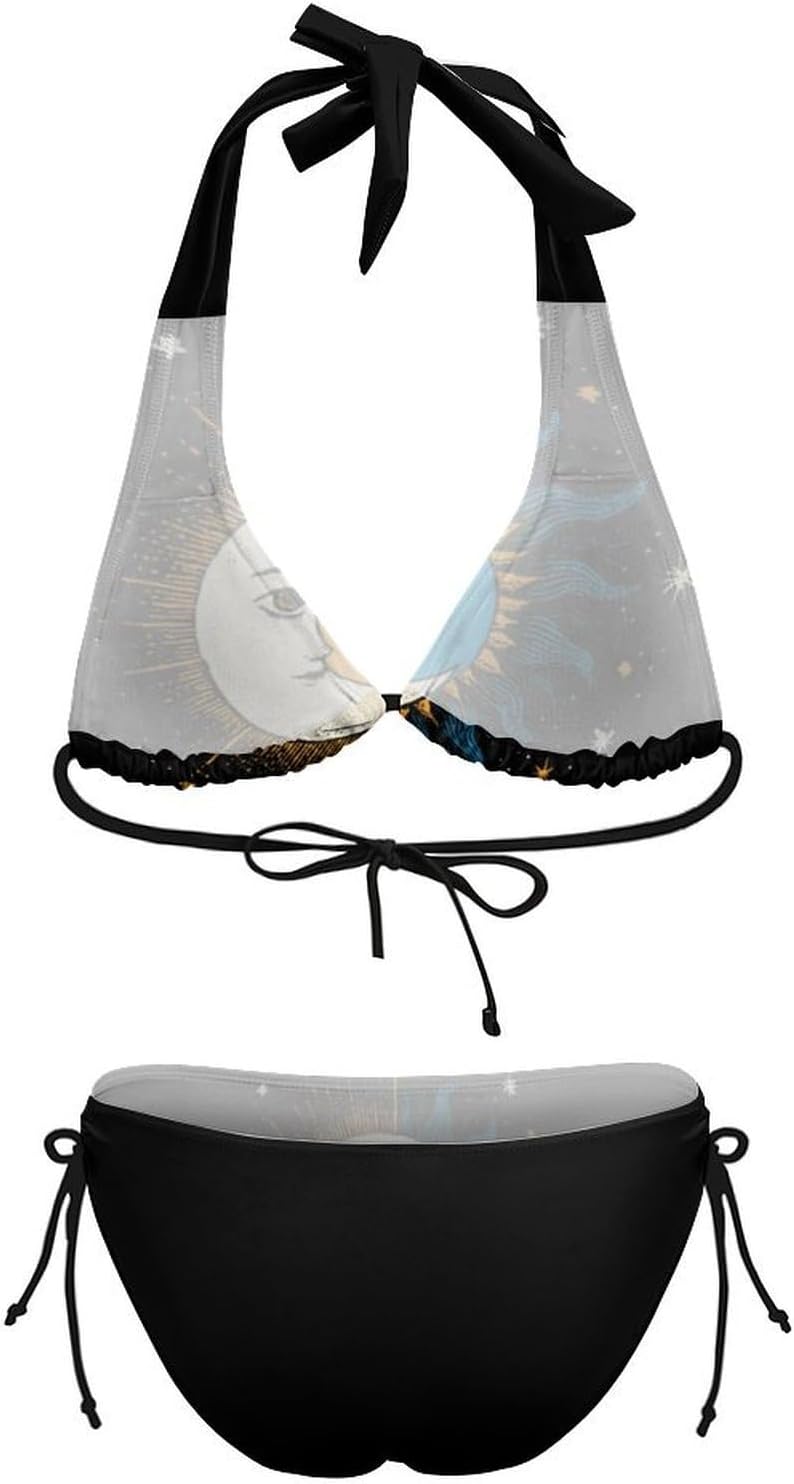 Sun and Moon Novelty Women's 2 Piece String Bikini Set Swimsuits Bathing Suit Swimwear