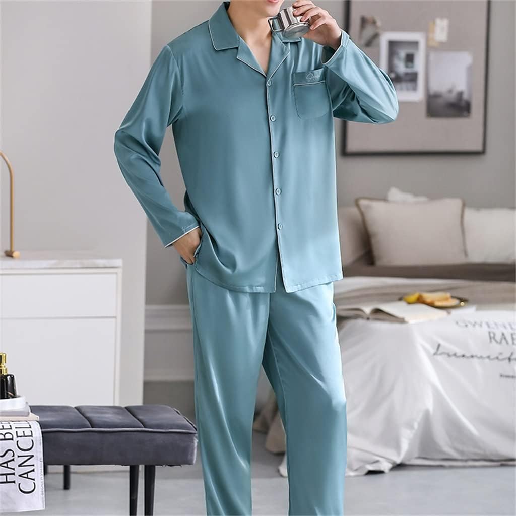 Pajamas Men's Spring and Autumn Silk Ice Long Sleeve Homewear Four Seasons