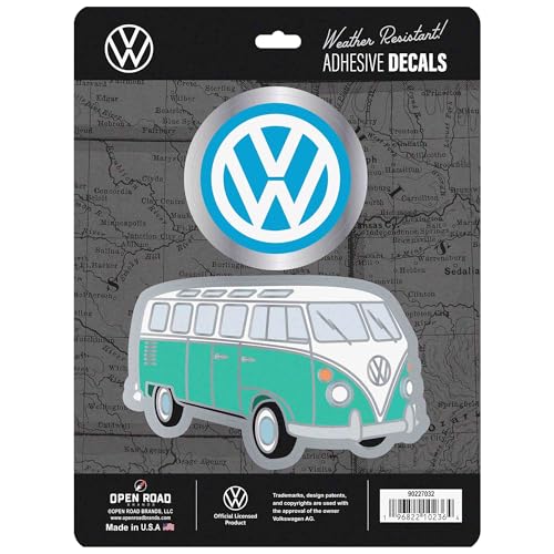 Volkswagen Logo Adhesive Vinyl Decals - Fun Set of Volkswagen Stickers for Car Window Water Bottle or Laptop 1 Pack (2 Count)
