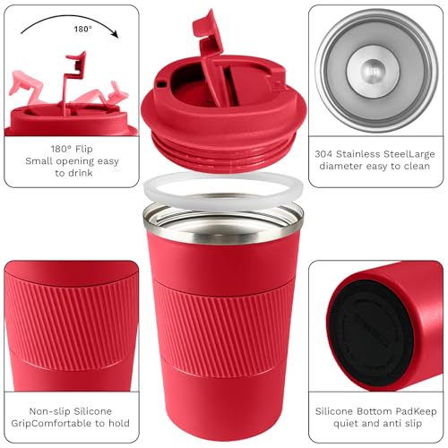 Image of Insulated Travel Coffee Mug, Stainless Steel Coffee Cup with Leakproof Lid | Double-wall insulation keeps drinks hot or cold for hours, with a leakproof lid and portable stainless steel design