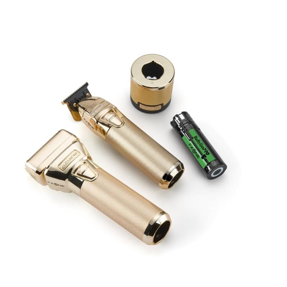 BaBylissPRO FXONE GOLDFX Limited Edition Prepack - Outlining Trimmer and Double Foil Stick Shaver with one Boosted Battery and Base