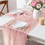 Yoassi Seihtuch Tischläufer 2 Stück, Boho Käsetuch Tischdecke Gaze für Küche Dekoration , Moderne Tischdeko für Hochzeit, Party, Geburtstag, Drinnen, Urlaub, Rustikal Dekor, 90x300 cm