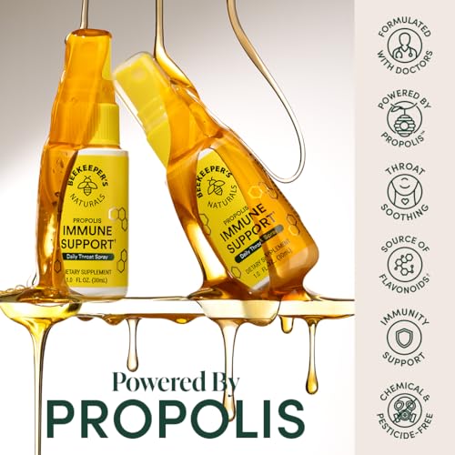 propolis throat spray by beekeeper39s naturals - 95 bee propolis extract natural immune support amp sore throat relief - antioxidants keto paleo gluten-free 10 ozpack of 1