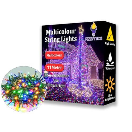 Image of fizzytech 11 Meter 40 LED Multicolor Fairy String Lights, 5MM LED Decorative Lights for Home, Wall Decoration, Diwali, Christmas, Wedding & Bedroom Decor, Pack of 1
