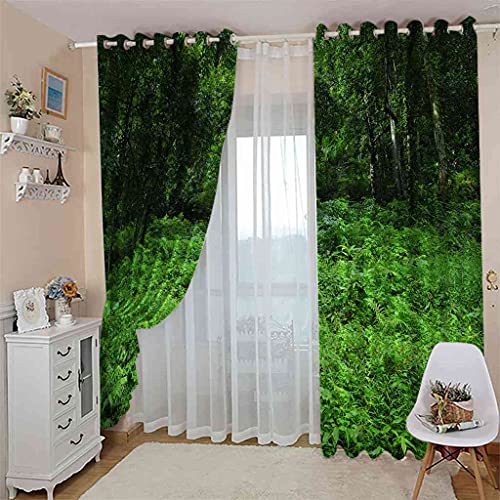 Rideau chambre occultant à oeillets jungle verte 3D 200x160 cm - 4
