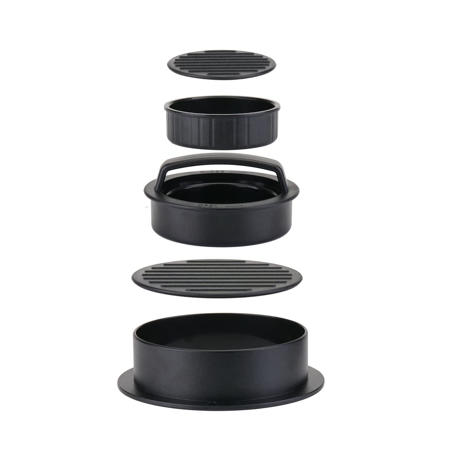 Burger Press Hamburger Press Patty Maker - with 100 Wax Papers Hamburger Patty Press Burger Mold Non-Stick 3-in-1 for Stuffed Cheeseburger Slider Burger Stuffer Beef Cheese Halal Vegan Grill