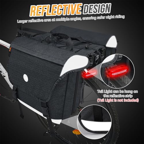 Image of WOTOW Panniers Bike Bags Waterproof - Rear Bike Rack Bag Expandable to 35L, Double Pannier Bicycle Saddle Bag Trunk with Handles, E-bike Accessories for Adult Cycling Travel Cargo Storage (25L-35L)